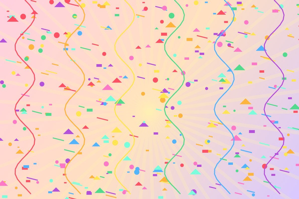 Colourful confetti celebration burst, decorative artwork