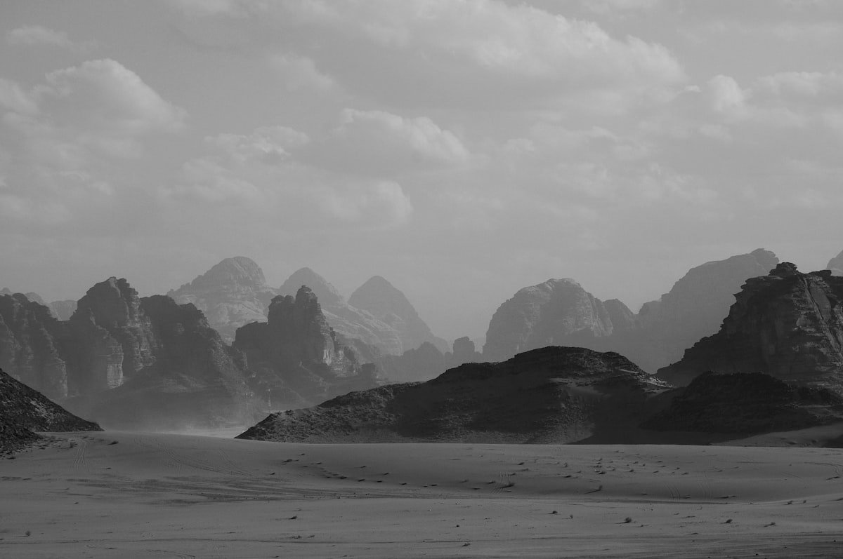 Desert dunes in black and white