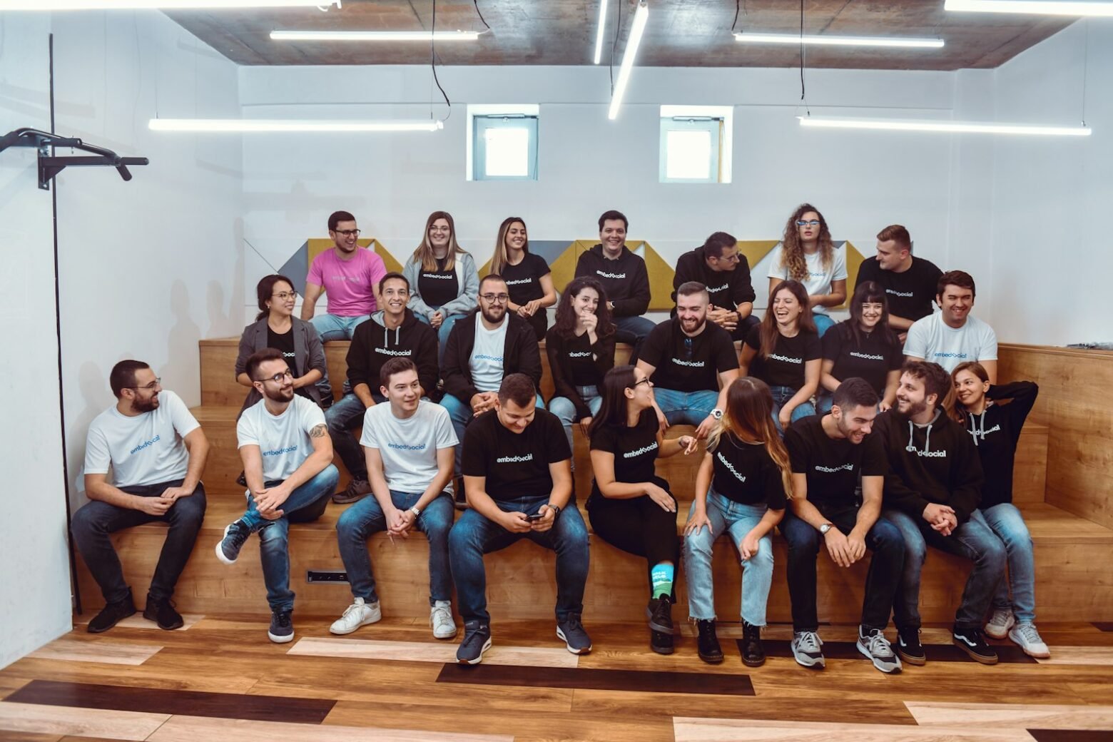 Startup team collaborating in a modern office