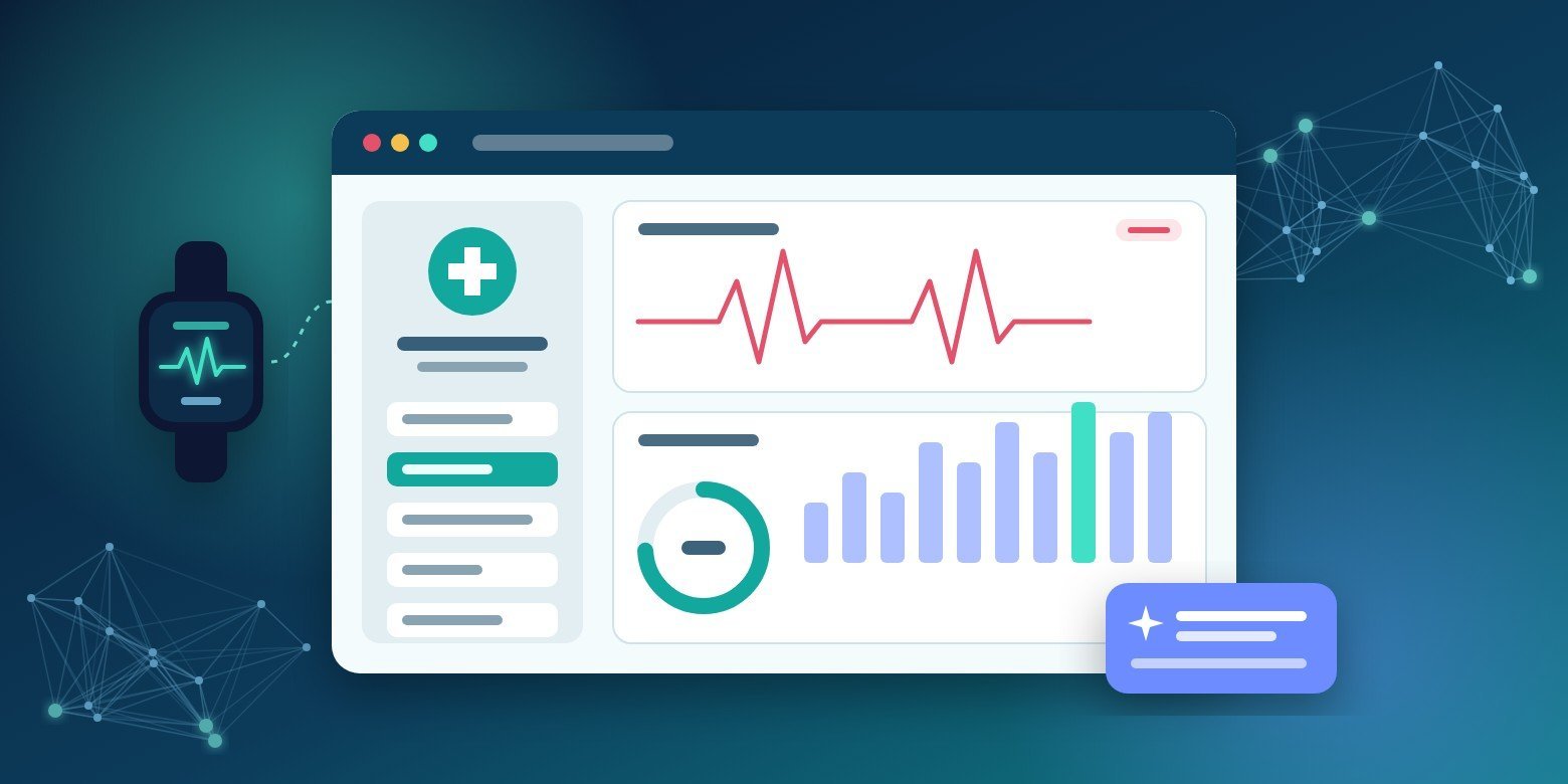 Clinician workspace dashboard showing wearable health data and AI insights